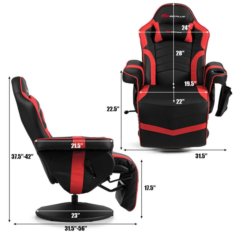 Hommoo Gaming Chair Computer Chair Office Chair Ergonomic High Back Massage Gaming Chair with Pillow-Red Image 4