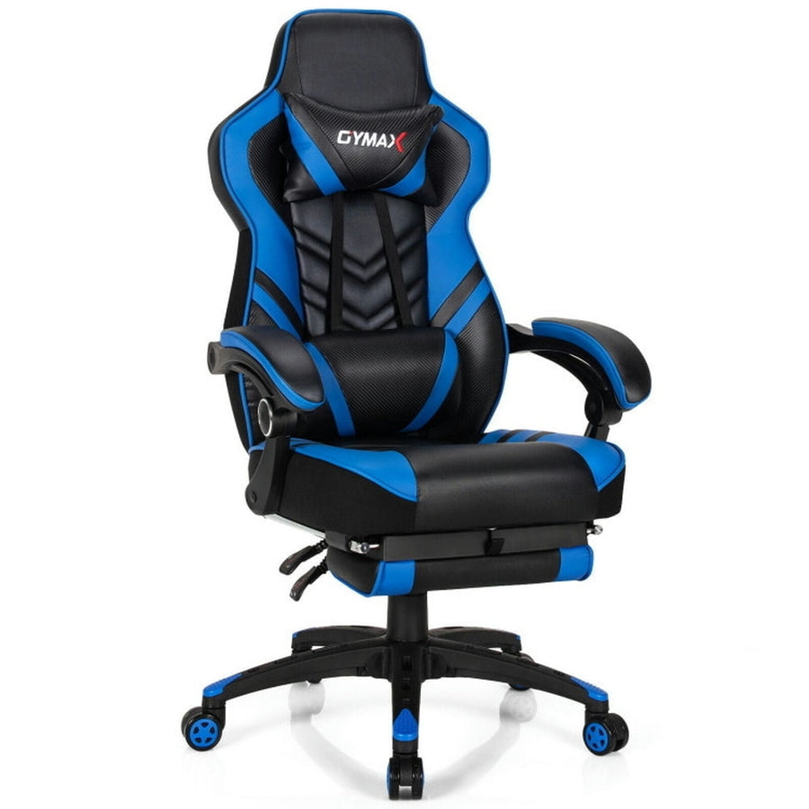 Hommoo Gaming Chair Computer Chair Office Chair Adjustable Gaming Chair with Footrest for Home Office-Blue Image 1