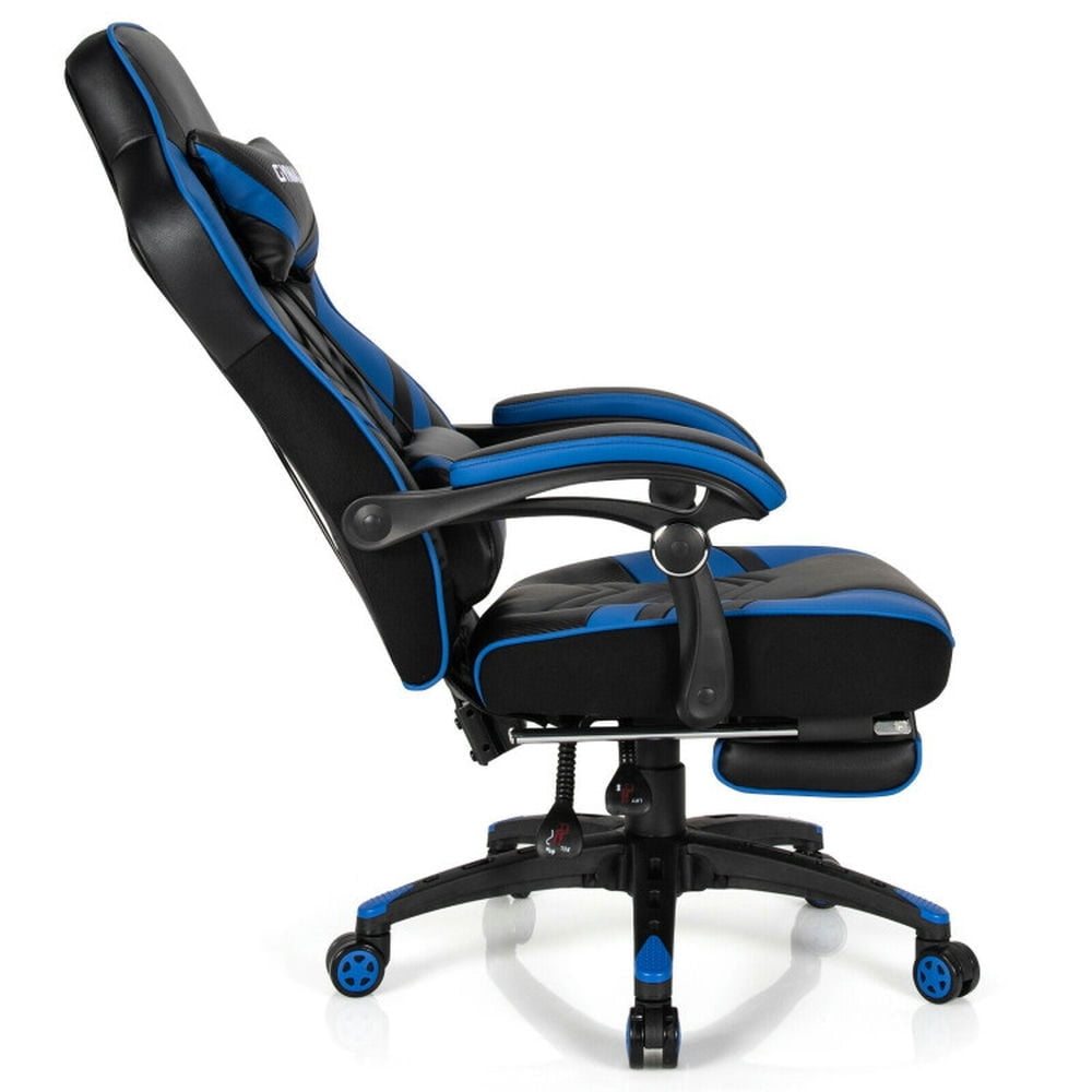 Hommoo Gaming Chair Computer Chair Office Chair Adjustable Gaming Chair with Footrest for Home Office-Blue Image 4