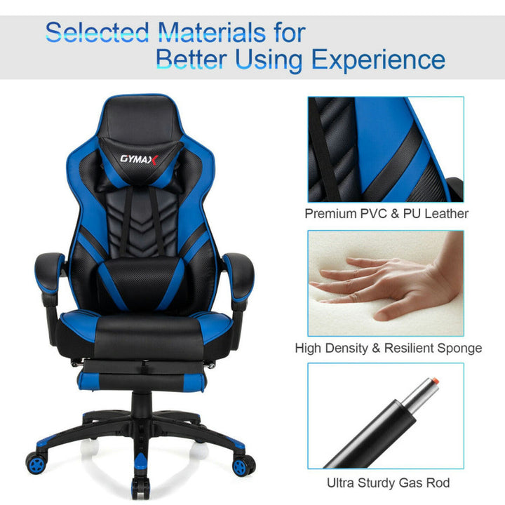 Hommoo Gaming Chair Computer Chair Office Chair Adjustable Gaming Chair with Footrest for Home Office-Blue Image 4