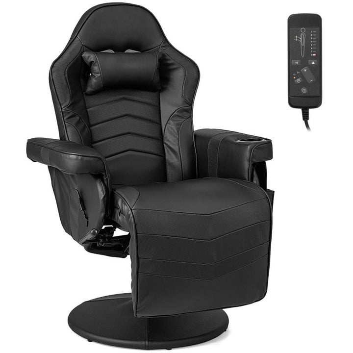 Hommoo Gaming Chair Computer Chair Office Chair Massage Video Gaming Recliner Chair with Adjustable Height-Black Image 1