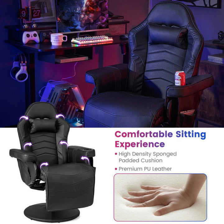 Hommoo Gaming Chair Computer Chair Office Chair Massage Video Gaming Recliner Chair with Adjustable Height-Black Image 3