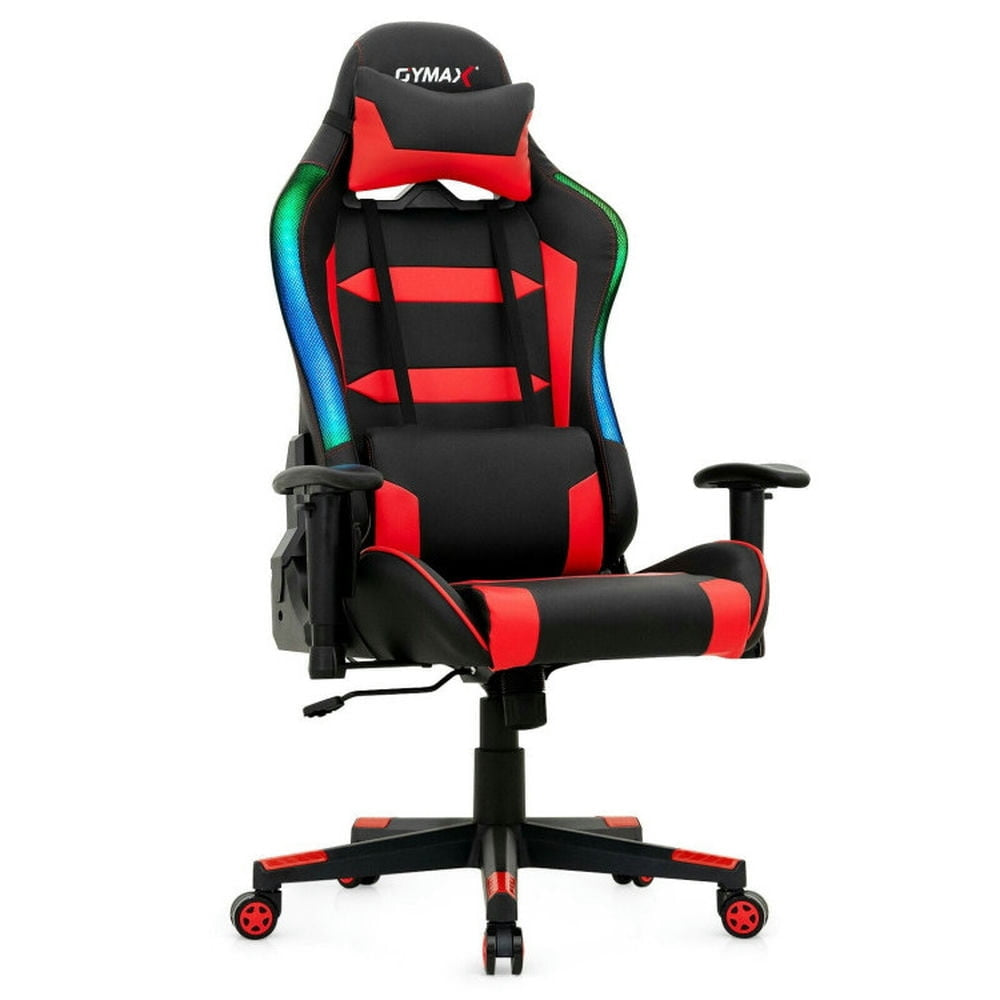 Hommoo Gaming Chair Computer Chair Office Chair Adjustable Swivel Gaming Chair with LED Lights and Remote-Red Image 4