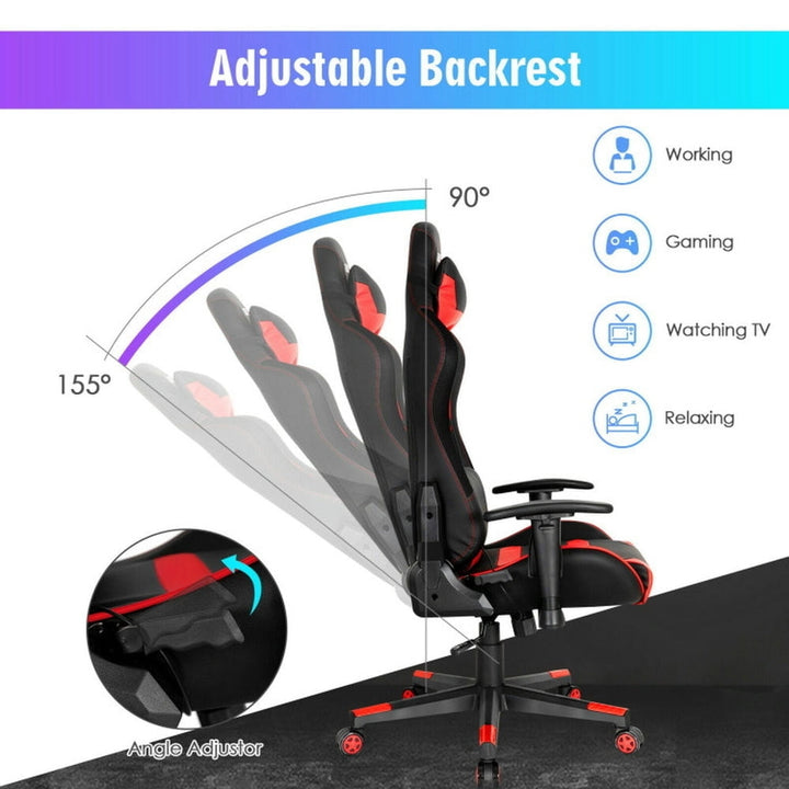 Hommoo Gaming Chair Computer Chair Office Chair Adjustable Swivel Gaming Chair with LED Lights and Remote-Red Image 7