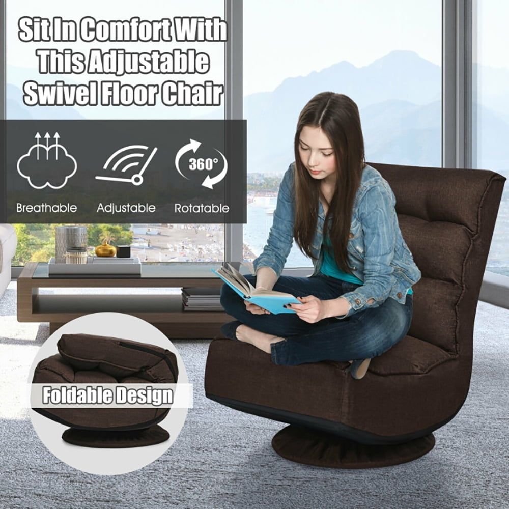 Hommoo Floor Chair Sofa Chair Floor Seat,5-Position Folding Floor Gaming Chair-Brown Image 3