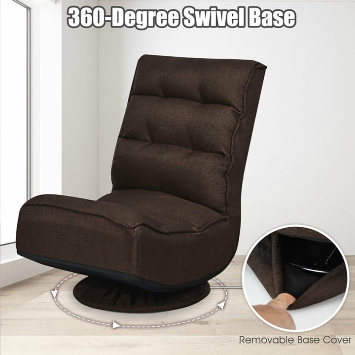 Hommoo Floor Chair Sofa Chair Floor Seat,5-Position Folding Floor Gaming Chair-Brown Image 4