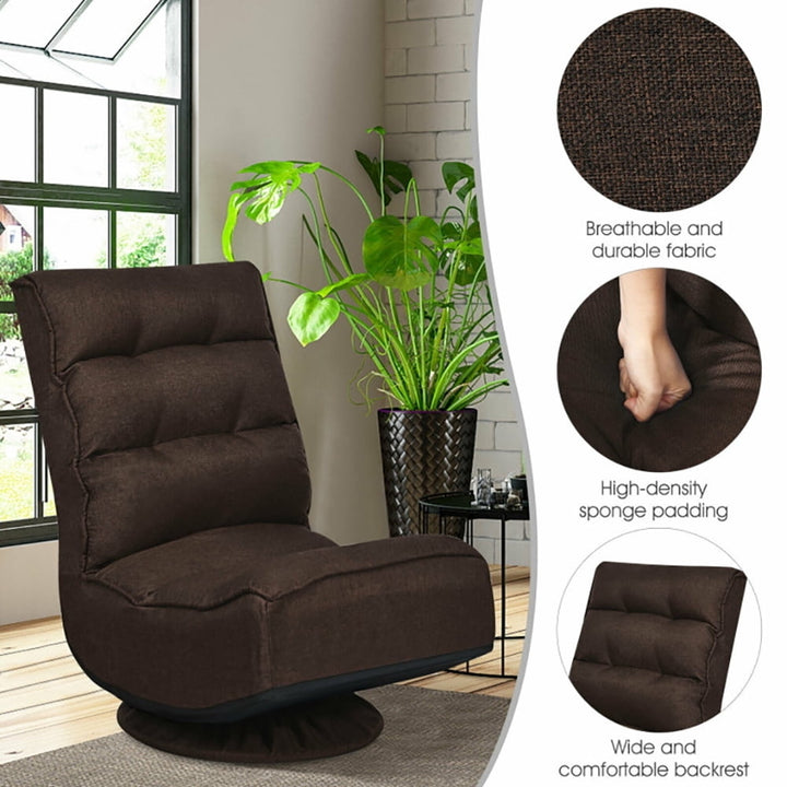 Hommoo Floor Chair Sofa Chair Floor Seat,5-Position Folding Floor Gaming Chair-Brown Image 4