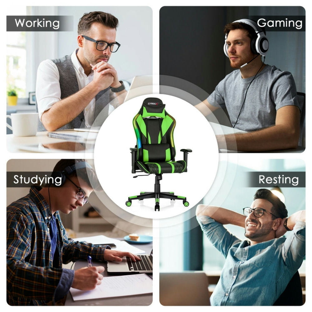 Hommoo Gaming Chair Computer Chair Office Chair Gaming Chair Adjustable Swivel Computer Chair with Dynamic LED Image 3