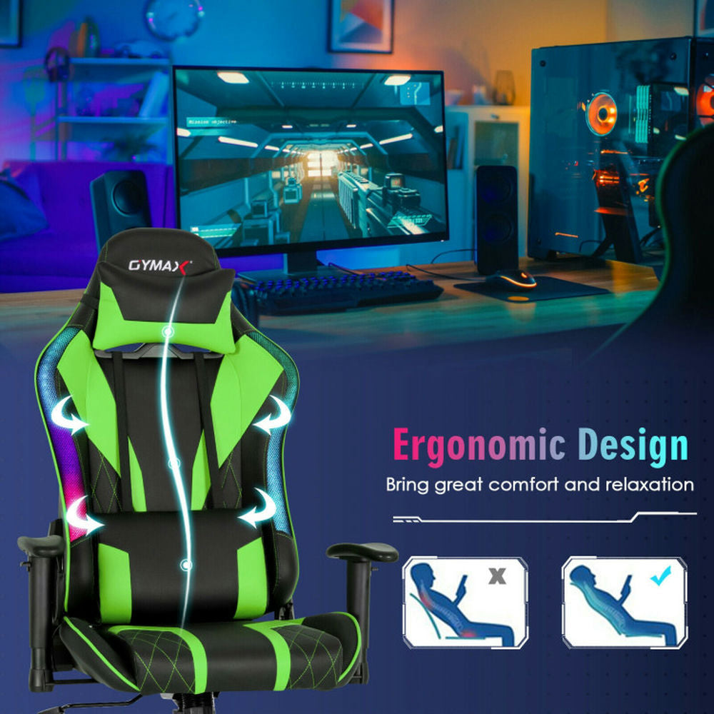 Hommoo Gaming Chair Computer Chair Office Chair Gaming Chair Adjustable Swivel Computer Chair with Dynamic LED Image 4