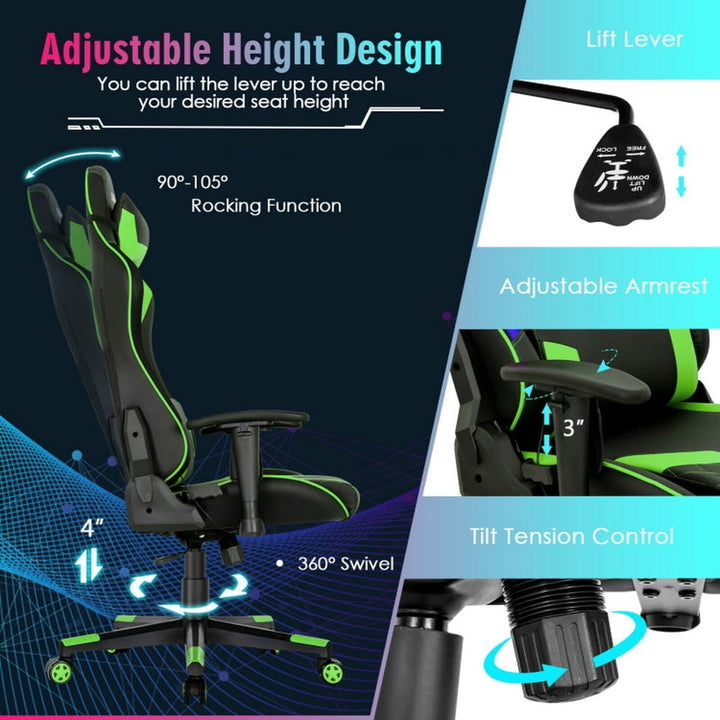 Hommoo Gaming Chair Computer Chair Office Chair Gaming Chair Adjustable Swivel Computer Chair with Dynamic LED Image 7