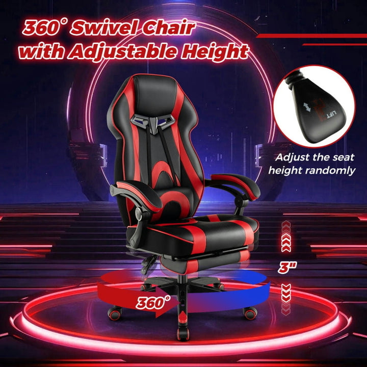 Hommoo Gaming Chair Computer Chair Office Chair Gaming Chair Racing Style Swivel Chair with Footrest and Adjustable Image 3