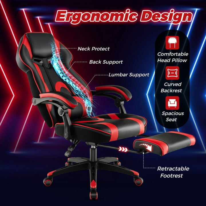 Hommoo Gaming Chair Computer Chair Office Chair Gaming Chair Racing Style Swivel Chair with Footrest and Adjustable Image 4