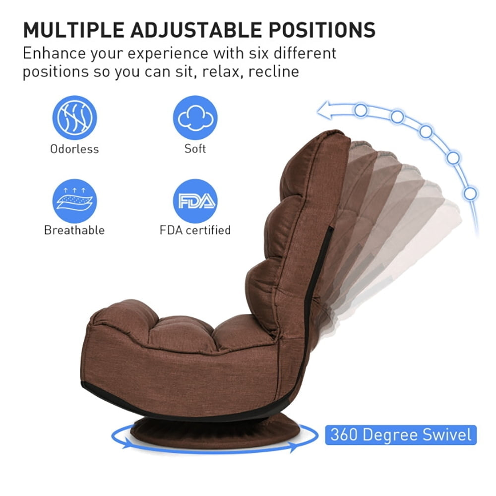 Hommoo Floor Chair Sofa Chair Floor Seat,5-Position Folding Floor Gaming Chair-Rustic Brown Image 3