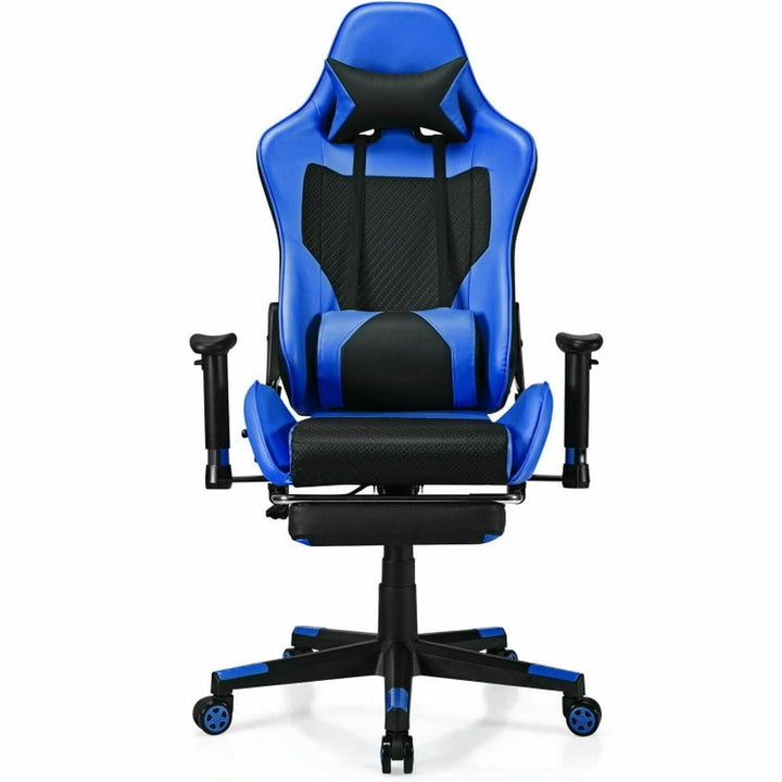 Hommoo Gaming Chair Computer Chair Office Chair PU Leather Gaming Chair with USB Massage Lumbar Pillow and Footrest Image 1