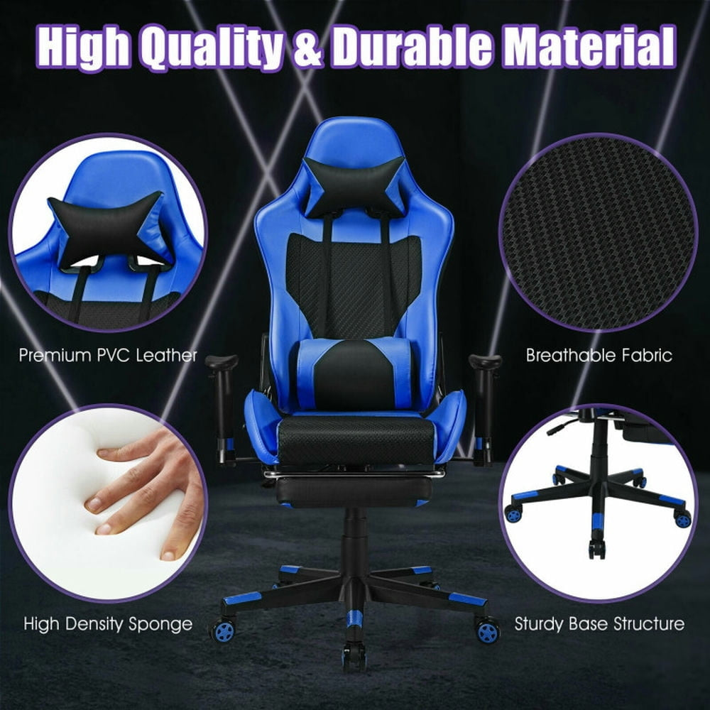 Hommoo Gaming Chair Computer Chair Office Chair PU Leather Gaming Chair with USB Massage Lumbar Pillow and Footrest Image 3