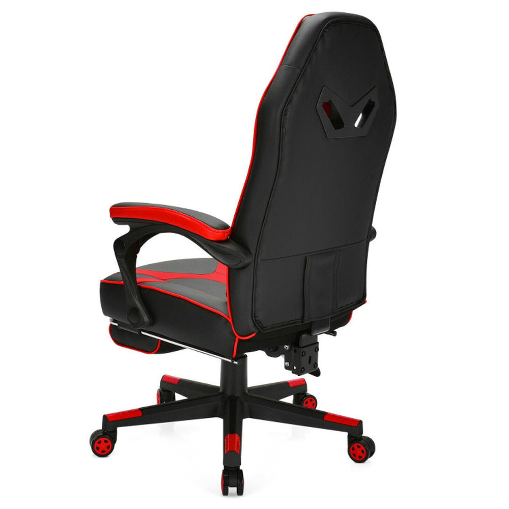 Hommoo Gaming Chair Computer Chair Office Chair Computer Massage Gaming Recliner Chair with Footrest-Red Image 4