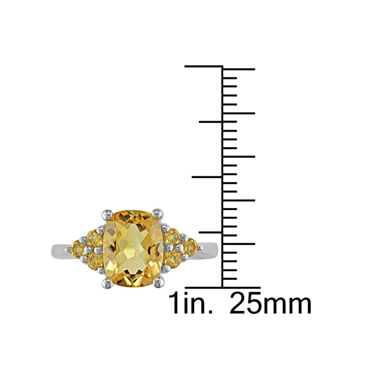 1.99 Carat (ctw) Cushion-Cut Citrine Ring in Sterling Silver Image 4