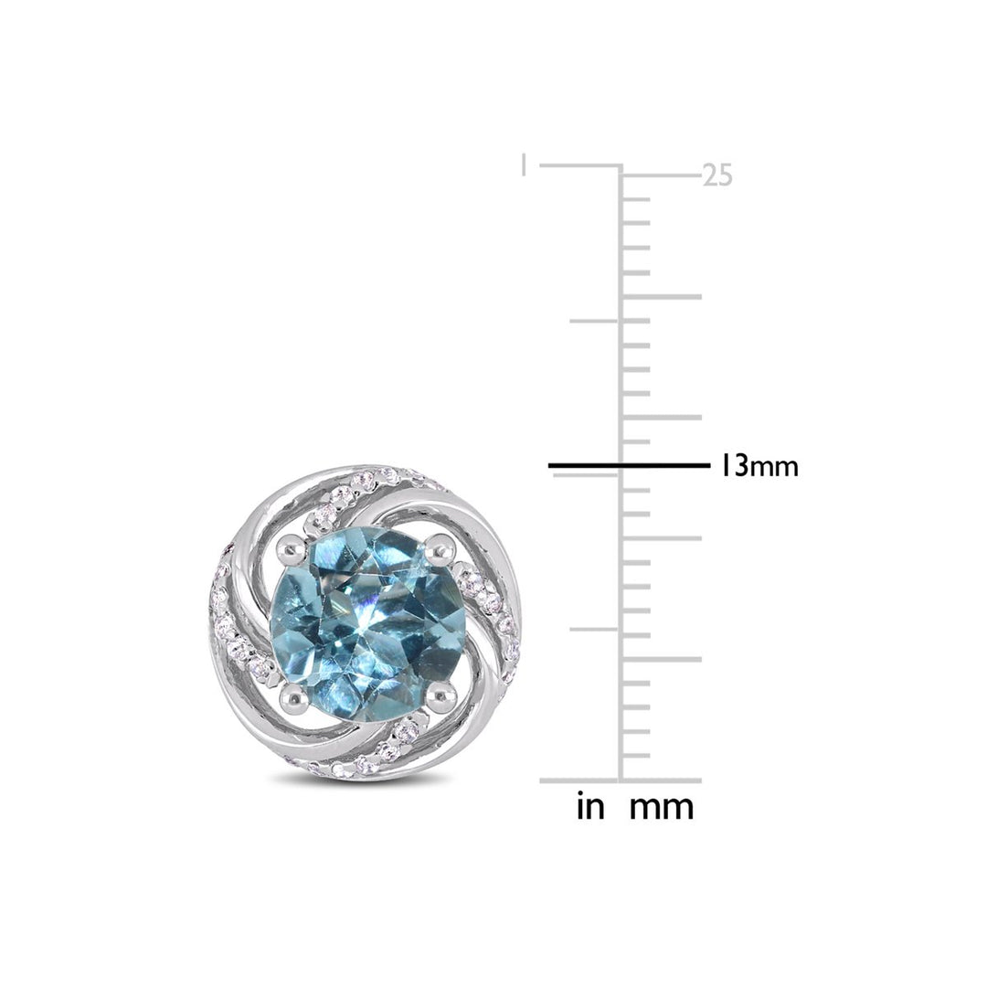 4.98 Carat (ctw) Blue Topaz and White Topaz Swirl Earrings in Sterling Silver Image 3