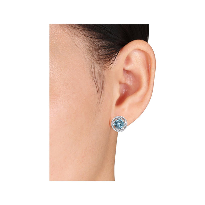 4.98 Carat (ctw) Blue Topaz and White Topaz Swirl Earrings in Sterling Silver Image 4