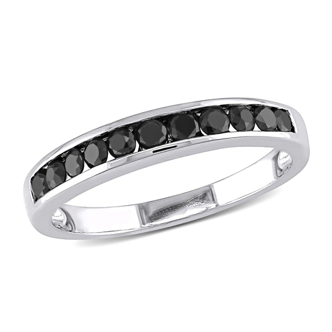 1/2 Carat (ctw) Black Diamond Wedding Band Ring in Sterling Silver with Black Rhodium Image 1