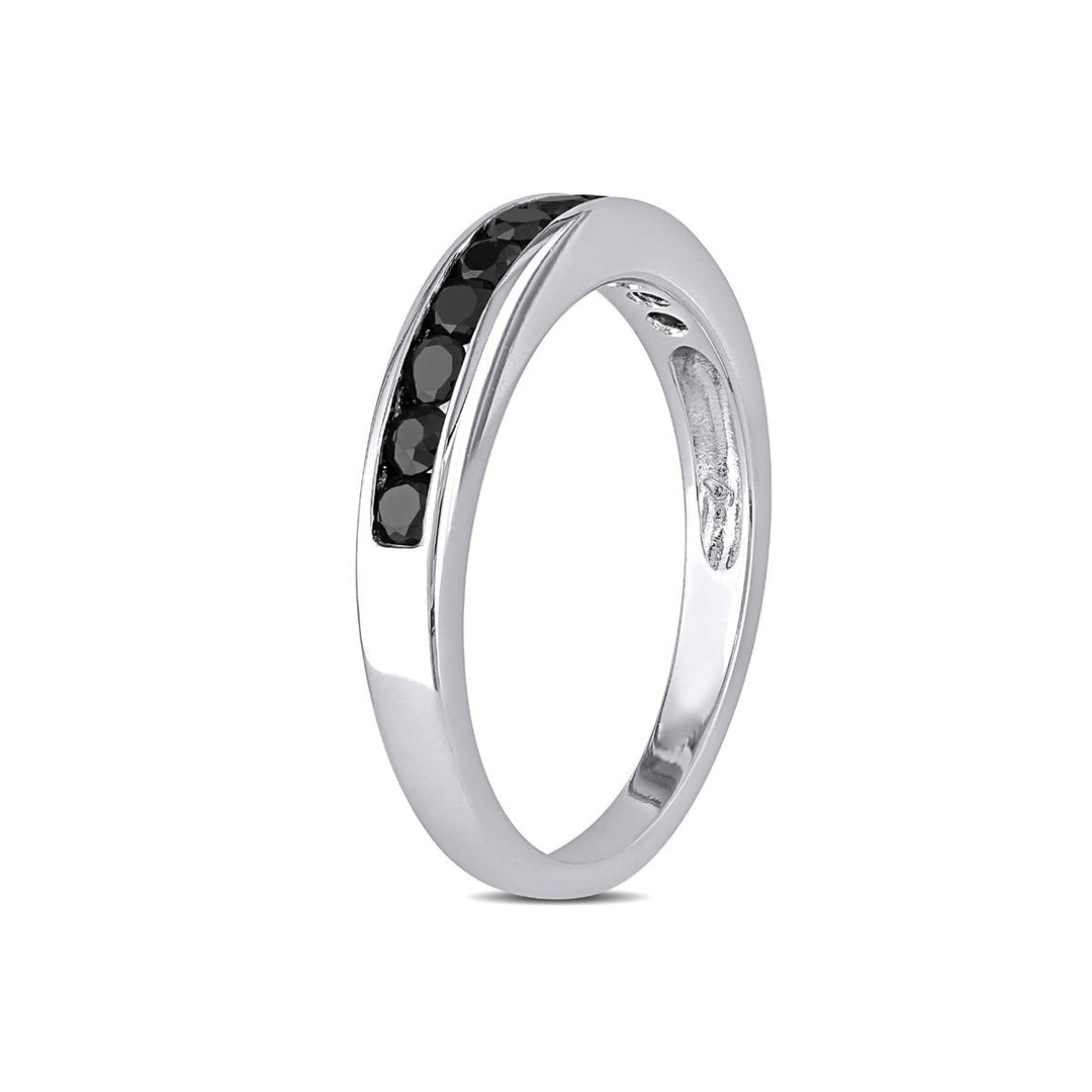 1/2 Carat (ctw) Black Diamond Wedding Band Ring in Sterling Silver with Black Rhodium Image 2