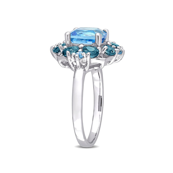 4.10 Carat (ctw) London and Swis Blue Topaz Ring in Sterling Silver Image 2