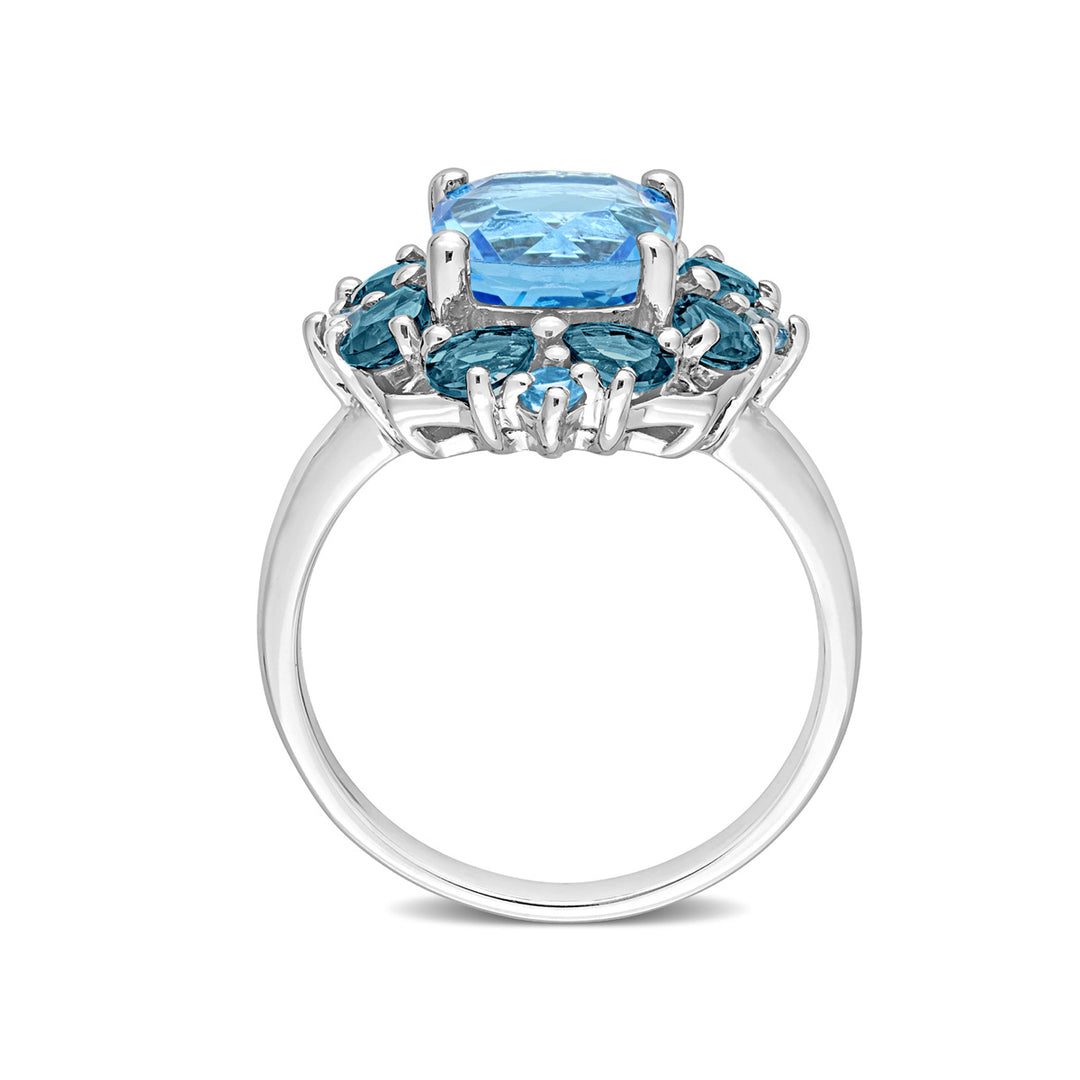 4.10 Carat (ctw) London and Swis Blue Topaz Ring in Sterling Silver Image 3