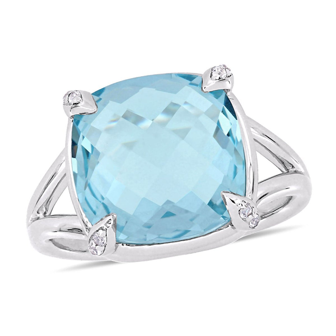 9.04 Carat (ctw) Sky Blue Topaz and White Topaz Ring in Sterling Silver Image 1