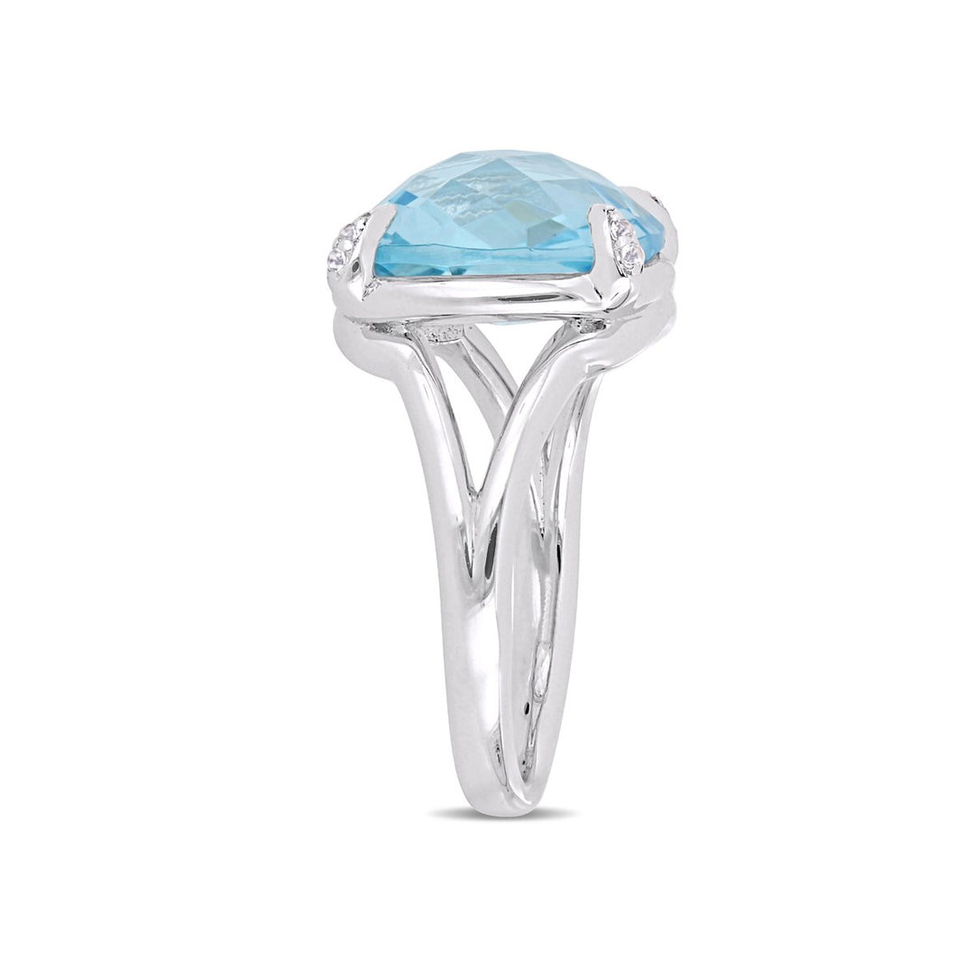 9.04 Carat (ctw) Sky Blue Topaz and White Topaz Ring in Sterling Silver Image 2