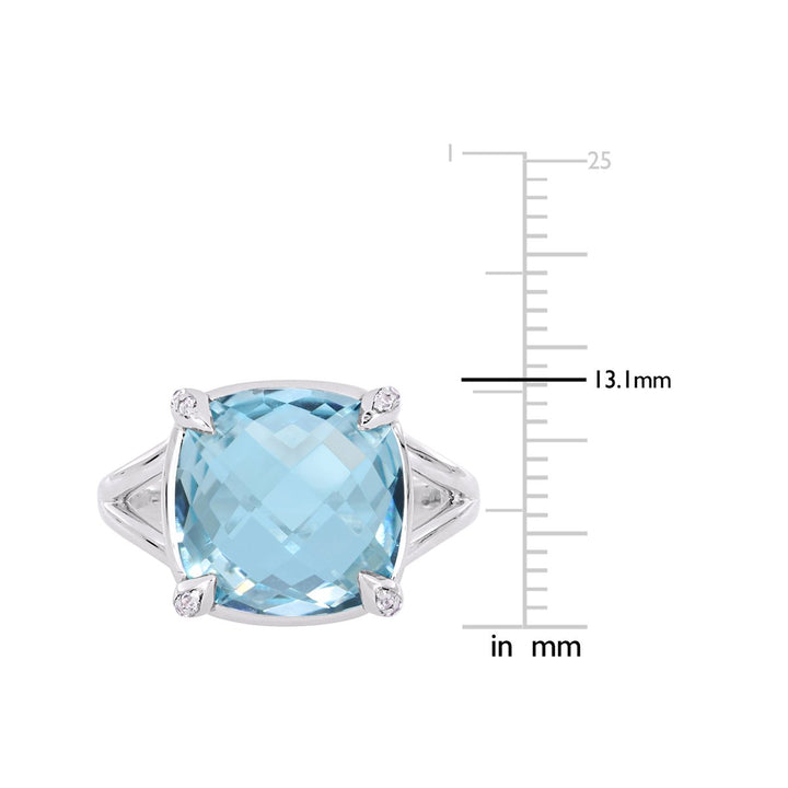 9.04 Carat (ctw) Sky Blue Topaz and White Topaz Ring in Sterling Silver Image 3