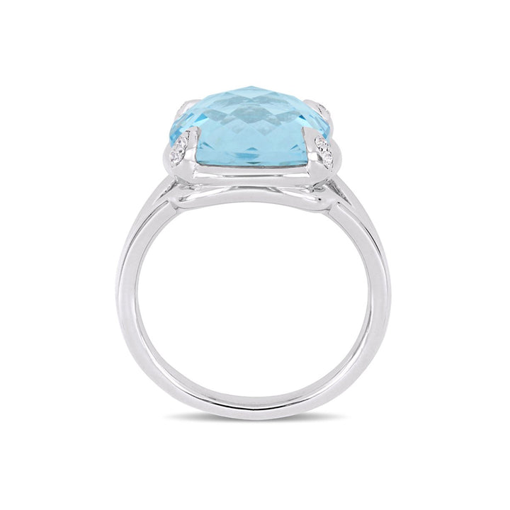 9.04 Carat (ctw) Sky Blue Topaz and White Topaz Ring in Sterling Silver Image 4