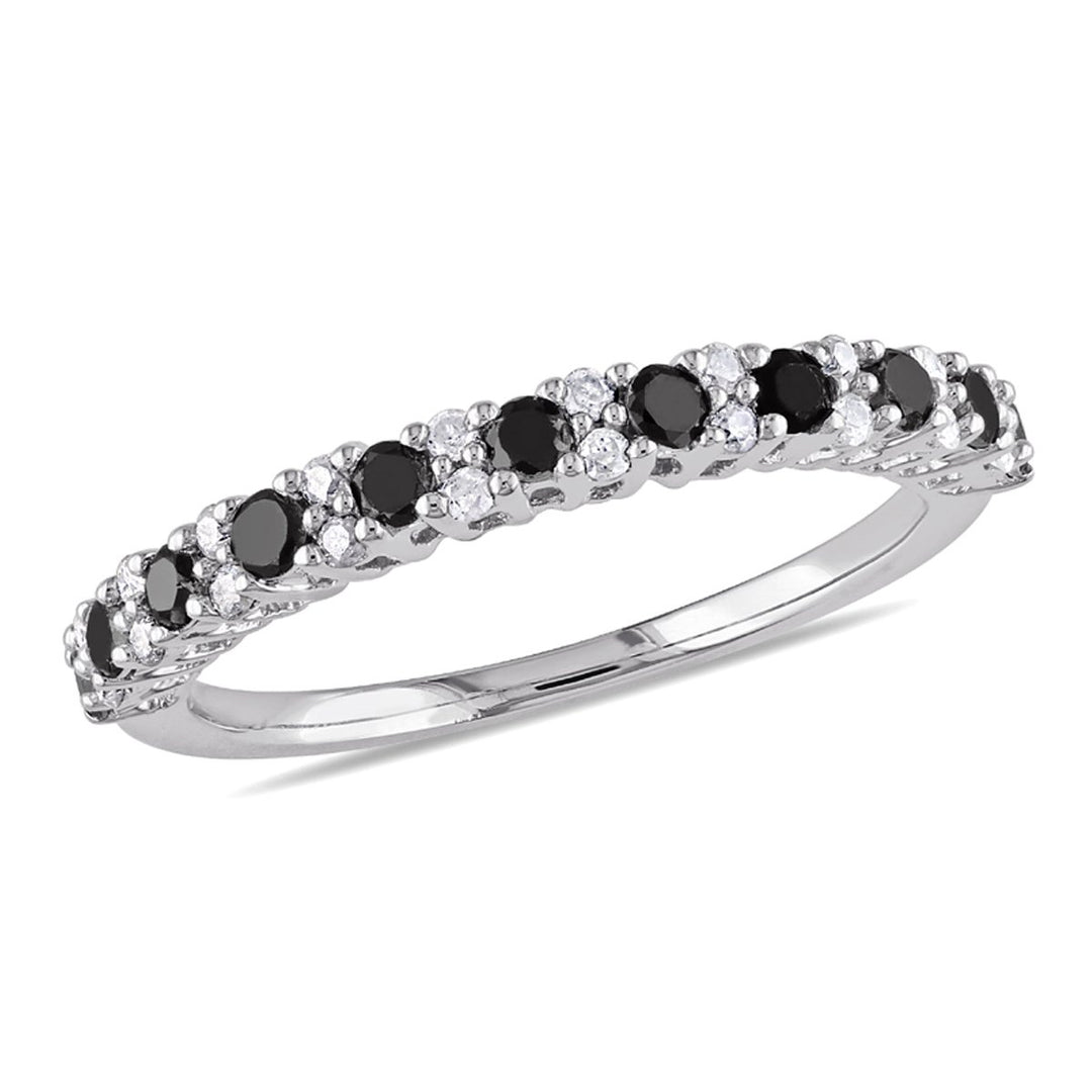 1/2 Carat (ctw) Black Diamond Anniversary Band Ring in Sterling Silver Image 1