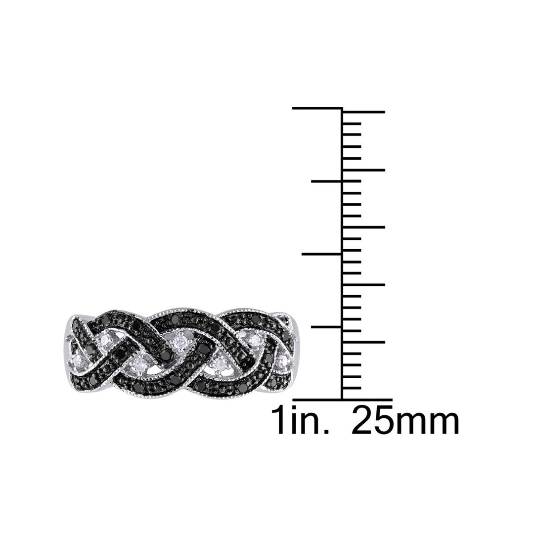 1/6 Carat (ctw) Black and White Diamond Ring Band in Sterling Silver Image 4