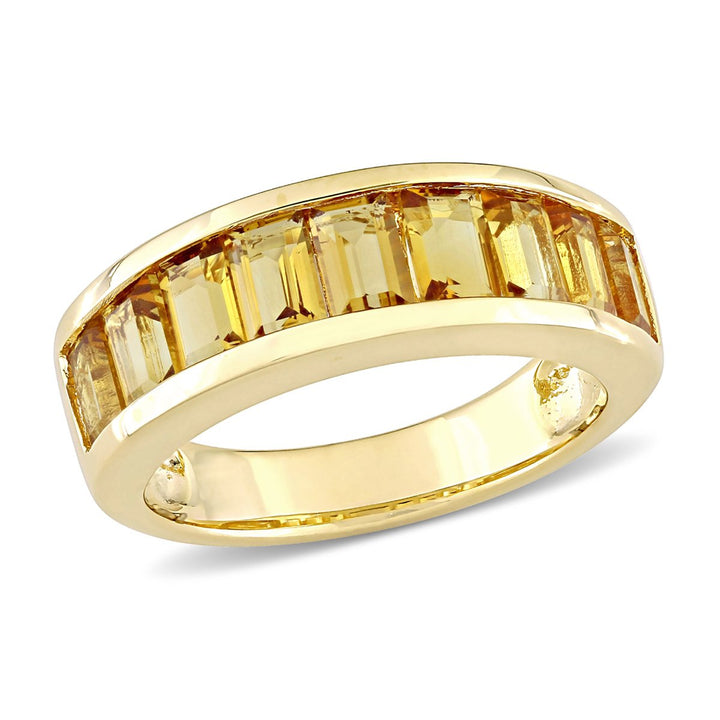 2.34 Carat (ctw) Baguette-Cut Citrine Band Ring in Yellow Plated Sterling Silver Image 1