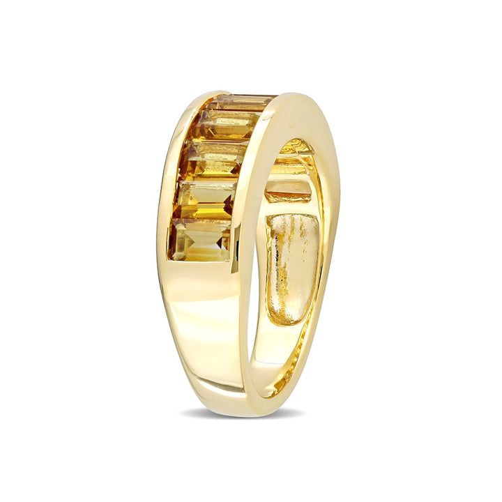 2.34 Carat (ctw) Baguette-Cut Citrine Band Ring in Yellow Plated Sterling Silver Image 2