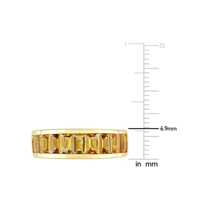 2.34 Carat (ctw) Baguette-Cut Citrine Band Ring in Yellow Plated Sterling Silver Image 3