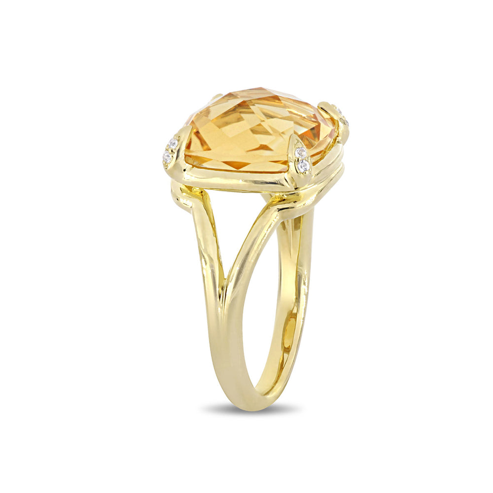 7.00 Carat (ctw) Cushion-Cut Citrine Ring in Yellow Plated Sterling Silver Image 2