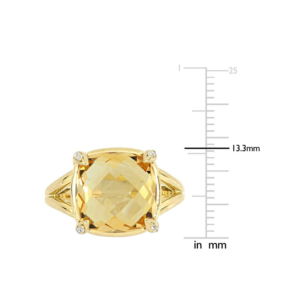 7.00 Carat (ctw) Cushion-Cut Citrine Ring in Yellow Plated Sterling Silver Image 3