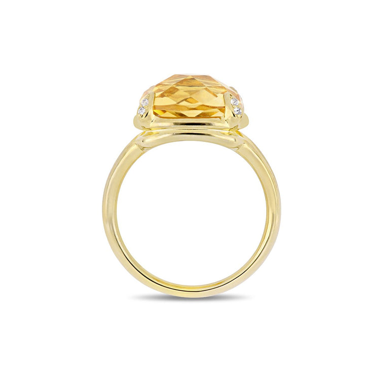 7.00 Carat (ctw) Cushion-Cut Citrine Ring in Yellow Plated Sterling Silver Image 4