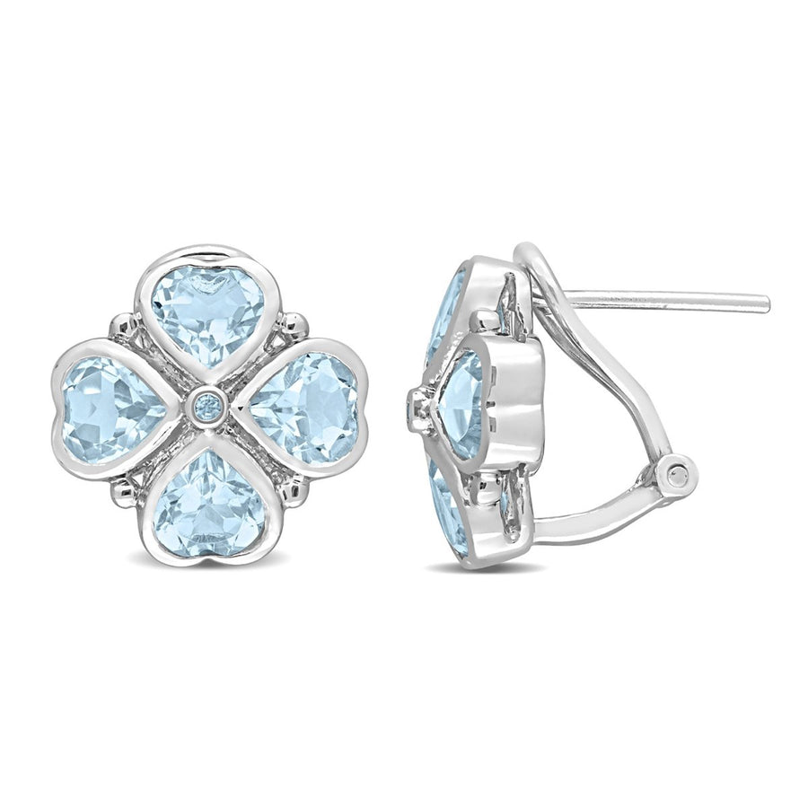 4.40 Carat (ctw) Blue Topaz Flower Stud Earrings in Sterling Silver Image 1