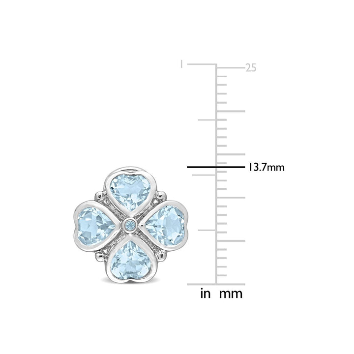 4.40 Carat (ctw) Blue Topaz Flower Stud Earrings in Sterling Silver Image 3