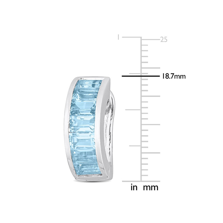 5.60 Carat (ctw) Blue Topaz Baguette Hoop Earrings in Sterling Silver Image 3