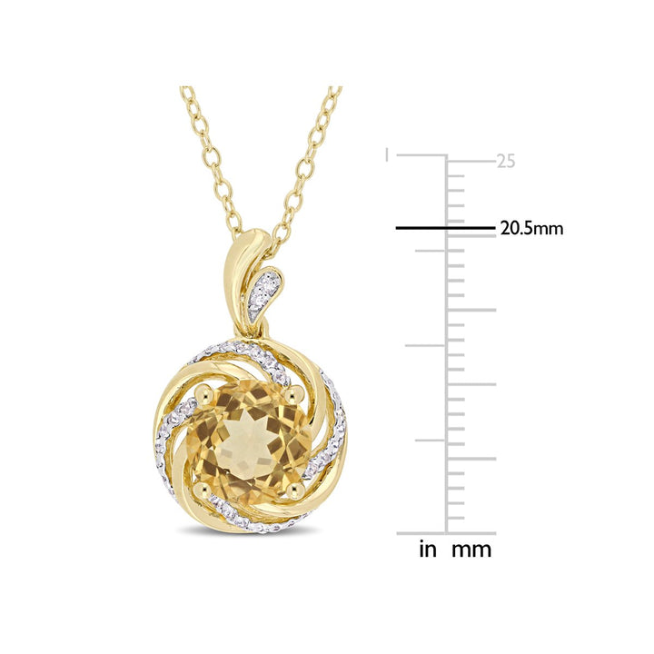 1.85 Carat (ctw) Citrine Swirl Pendant Necklace in Yellow Sterling Silver with Chain and White Topaz Image 4