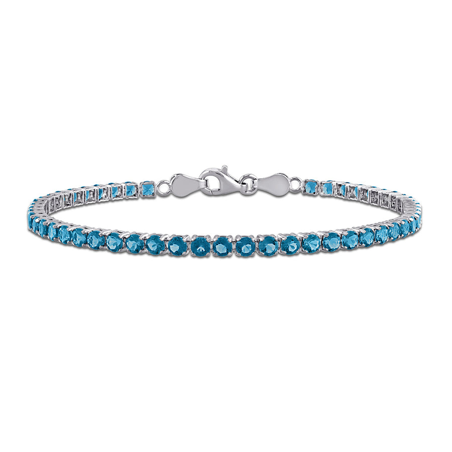 4.59 Carat (ctw) London Blue Topaz Tennis Bracelet in Yellow Sterling Silver (7.25 inches) Image 1