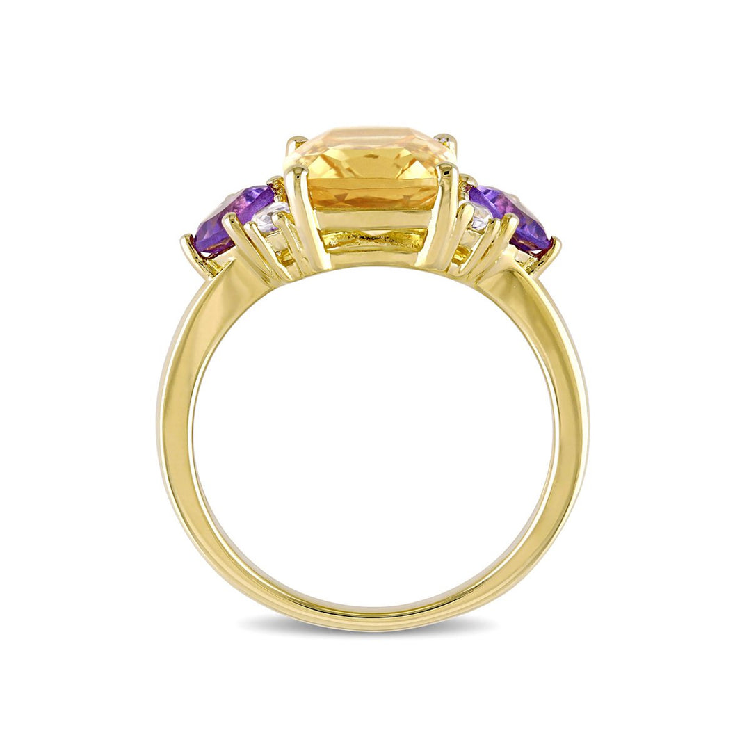 3.34 Carat (ctw) Citrine and African Amethyst Ring in Yellow Plated Sterling Silver Image 3