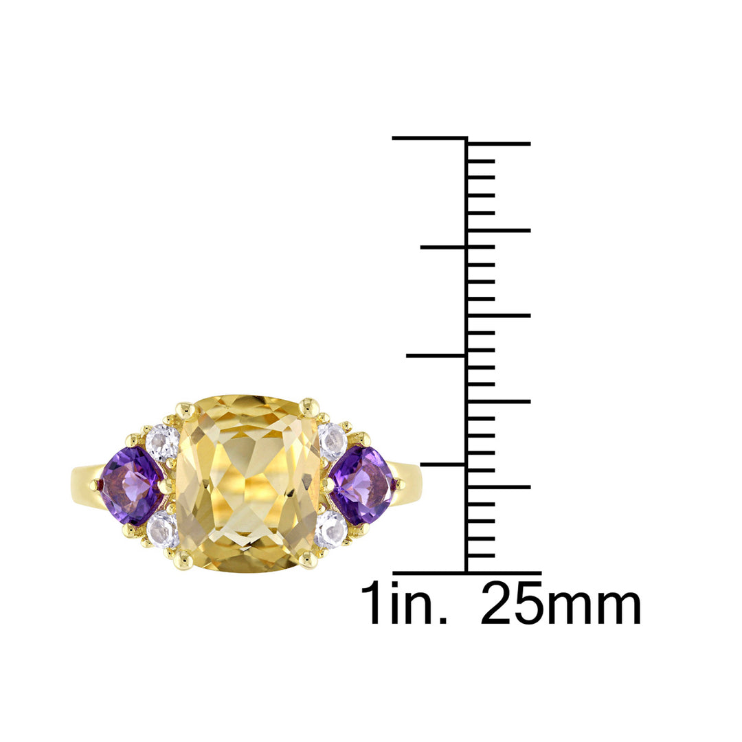 3.34 Carat (ctw) Citrine and African Amethyst Ring in Yellow Plated Sterling Silver Image 4