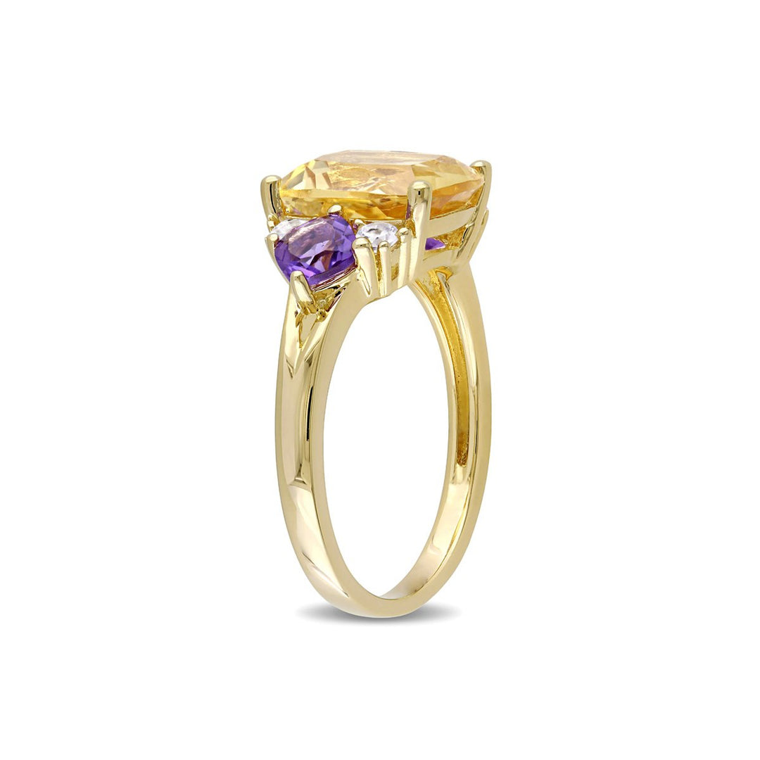 3.34 Carat (ctw) Citrine and African Amethyst Ring in Yellow Plated Sterling Silver Image 4