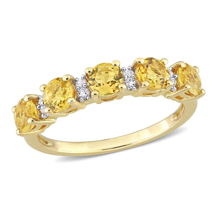 1.30 Carat (ctw) Citrine Band Ring in Yellow Plated Sterling Silver Image 1