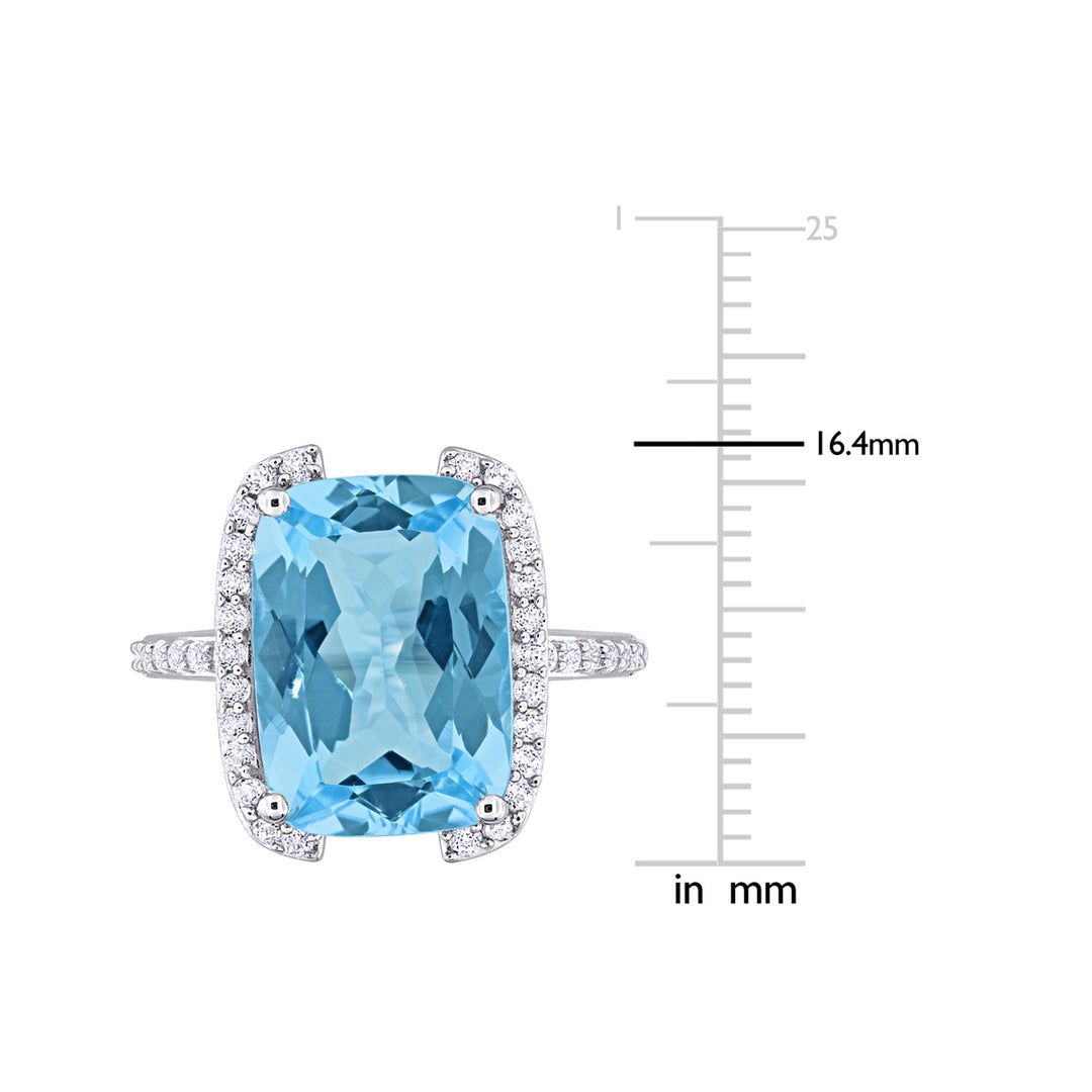 9.00 Carat (ctw) Sky Blue Topaz and White Topaz Ring in Sterling Silver Image 2