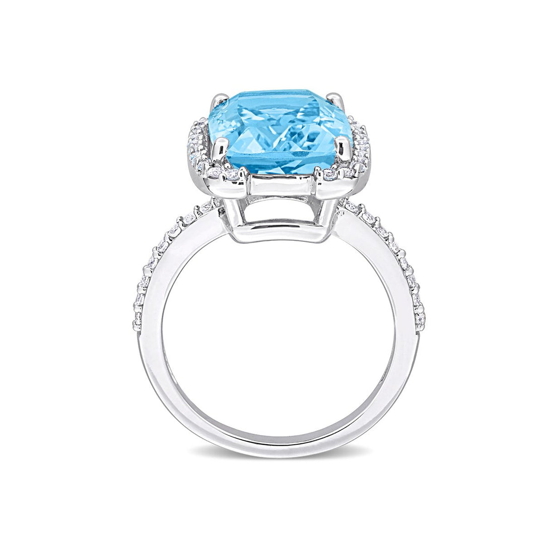 9.00 Carat (ctw) Sky Blue Topaz and White Topaz Ring in Sterling Silver Image 3